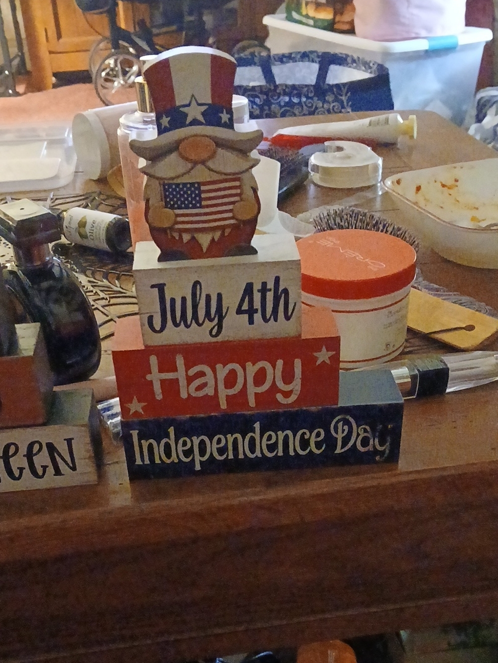 Patriotic July 4th Wooden Block Stack NWOT